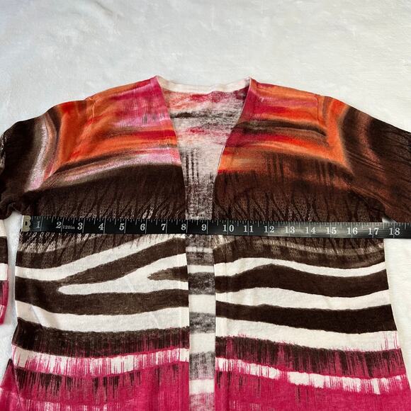 Chico's Tribal Chic Strom Cardigan Size Small/6 Linen Cotton Open 3/4 Sleeve - Picture 5 of 6